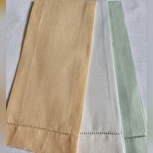 Set of Three Linen Tea Towels In Pastel Shades